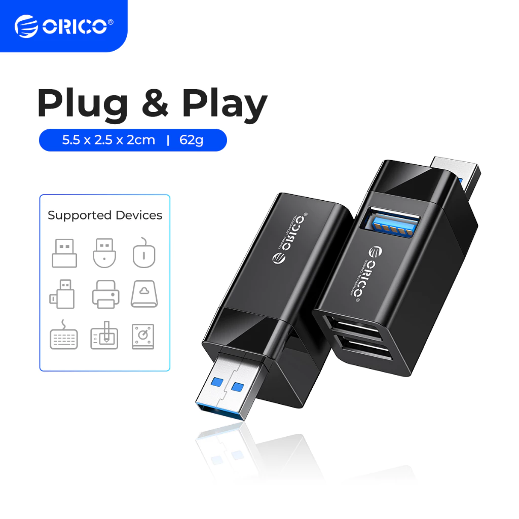Orico อลูมิเนียม USB 3.0 Hub โน้ตบุ๊คไร้สาย USB Splitter3 ใน 1 แล็ปท็อป Extender PC คอมพิวเตอร์สําหรับแล็ปท็อปอุปกรณ์เสริม (MINI-U32)