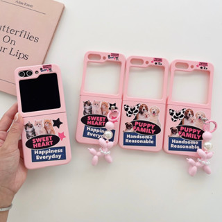 เคสป้องกันโทรศัพท์มือถือ ลายแมว และสุนัข พับได้ สําหรับ Samsung Galaxy Z Flip 5 4 3 ZFlip5 ZFlip4 ZFlip3