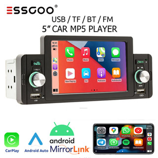 Essgoo Carplay เครื่องเล่น MP5 วิทยุ FM บลูทูธ หน้าจอสัมผัส 5 นิ้ว 1 Din ซูพอร์ท USB สําหรับรถยนต์