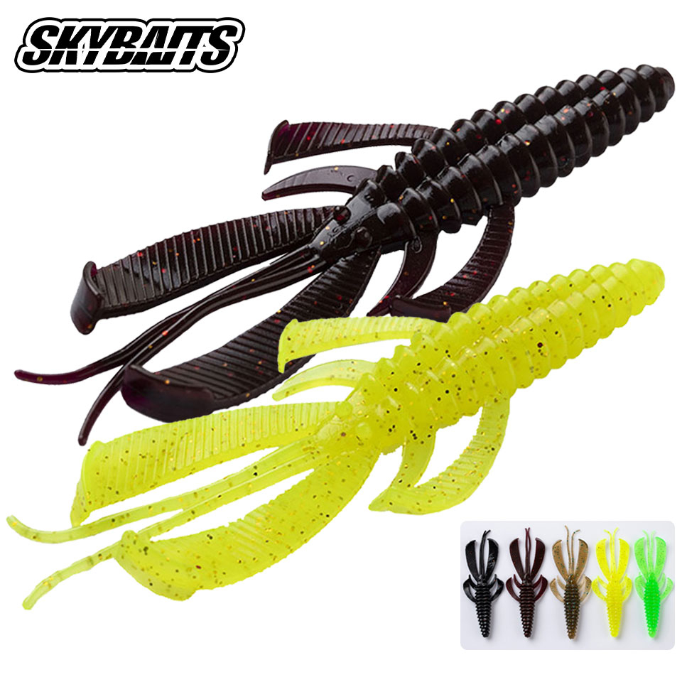 Skybaits 8 ชิ้น 90 มม. 3 กรัม กุ้ง เหยื่อจิ๊ก โยกเยก ซิลิโคน นุ่ม ยอดนิยม เหยื่อกุ้งเทียม เบส คอน ตกปลา