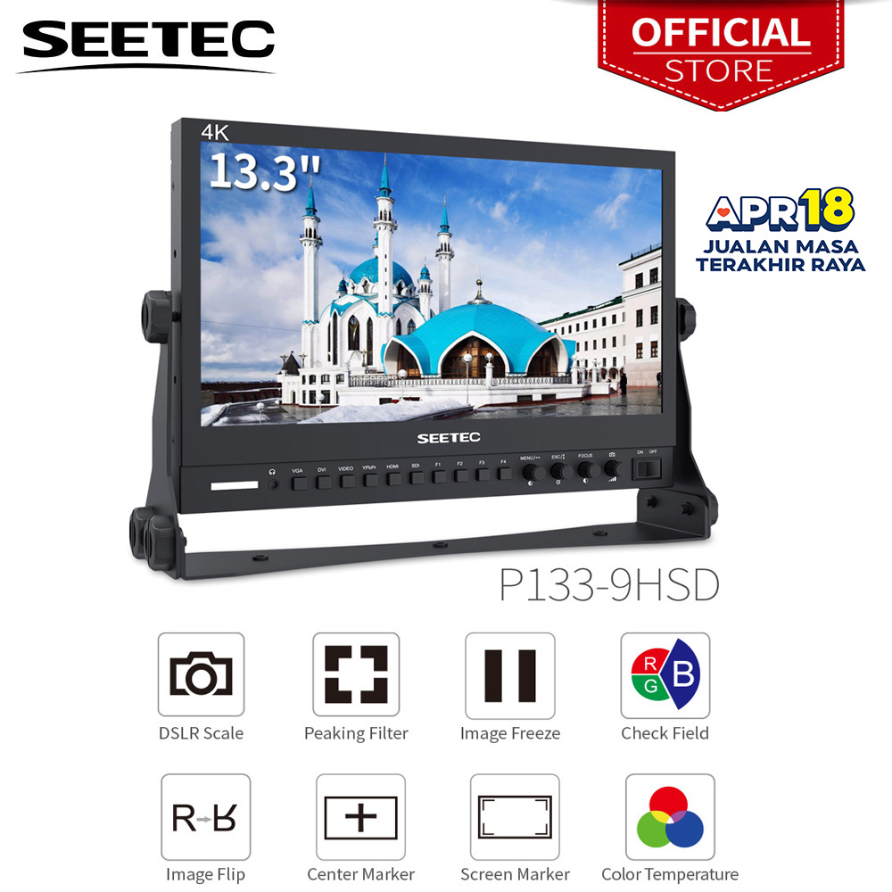 Seetec P133-9HSD มอนิเตอร์กล้อง 13.3 นิ้ว 4K Ultra HD 1920x1080 หน้าจอ LCD IPS อัตราส่วนความคมชัดสูง