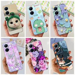 เคสโทรศัพท์มือถือ ซิลิโคนนิ่ม TPU ลายไดโนเสาร์ แมวน่ารัก สําหรับ Vivo Y27 4G 2023 Y27 Y 27 V2249