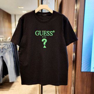 Guess เสื้อยืดคอกลม แขนสั้น ผ้าฝ้าย ขนาดใหญ่ สไตล์สปอร์ต สําหรับผู้ชาย และผู้หญิง