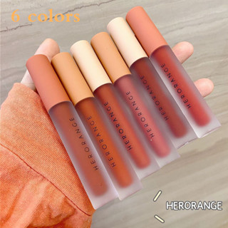 Herorange ลิปสติกเหลว เนื้อแมตต์ แห้งเร็ว กันน้ํา ติดทนนาน 6 สี ของขวัญที่ดีที่สุด