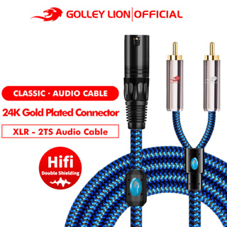 Golley LION - XLR เป็น 2 RCA Y สายเคเบิลแยกเสียงสเตอริโอ RCA ตัวผู้ เป็น XLR ตัวผู้ ไม่สมดุล สําหรับลําโพงคอนเดนเซอร์ ไมค์ มิกเซอร์แอมป์