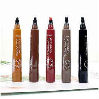 ดินสอเขียนคิ้ว 4 หัว 5 สี กันน้ํา ติดทนนาน สีน้ําตาลเข้ม (5 ชุด)