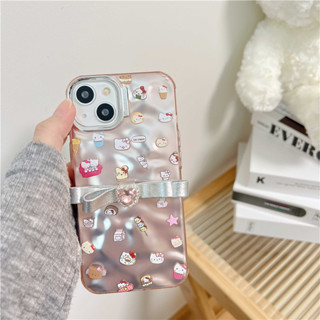 เคสโทรศัพท์มือถือ แบบนิ่ม ลายการ์ตูนคิตตี้ ประดับเพชร สําหรับ iPhone 11 12 13 14 15 PRO MAX iPhone14 iPhone14Pro