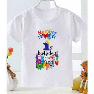 เสื้อยืด พิมพ์ลายการ์ตูน Numberblock 1-6 Birthday สําหรับเด็กผู้ชาย และเด็กผู้หญิง