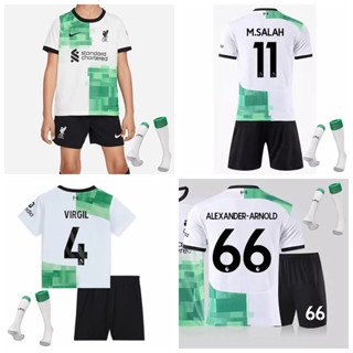 เสื้อกีฬาแขนสั้น ลายทีมชาติฟุตบอล Liverpool Salah Van Dijk Alexander-Arnold 2023-24 Season สําหรับเด็ก