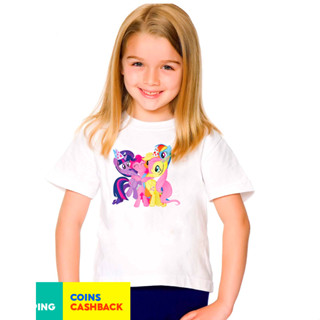 เสื้อยืดแขนสั้น พิมพ์ลายการ์ตูน My Little Pony แฟชั่นฤดูร้อน สําหรับเด็กผู้หญิง