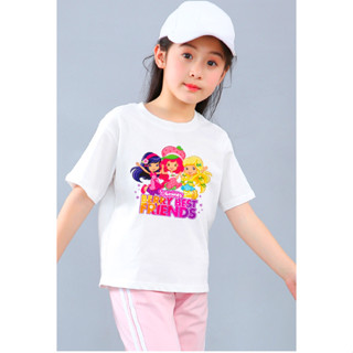 เสื้อยืดลําลอง ลายการ์ตูน Strawberry Shortcake Berry Bitty Adventures น่ารัก แฟชั่นฤดูร้อน สําหรับเด็กผู้หญิง