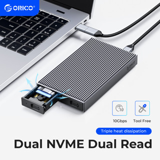 Orico M.2 NVME Enclosure Dual-Bay USB C เป็น NVME SATA Docking Station สําหรับฮาร์ดไดรฟ์ M2 SSD M [รองรับ 8TB]