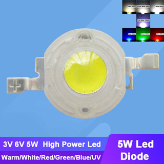 ไดโอดหลอดไฟ LED 3V 6V 5W สีขาว สีฟ้า สีเขียว สีแดง 10 ชิ้น