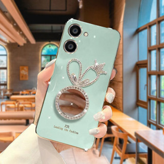 Realme 11Pro C53 55 C35 10 C33 C30 C11 2021 C15 C3 Realme 5i 6I เคสโทรศัพท์มือถือกระจก ลายมงกุฎ สําหรับ