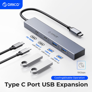 Orico ฮับอะแดปเตอร์แยกสาย USB Type-C 10Gbps PD 100W 4 in 1 พร้อม USB3.2 Gen2 USB A USB C TF SD PD 100W สําหรับฮาร์ดไดรฟ์คอมพิวเตอร์ แล็ปท็อป (DHY)