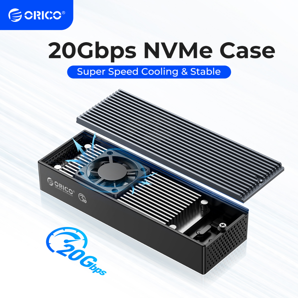 Orico LSDT 20Gbps M.2 NVME SSD พร้อมพัดลมระบายความร้อนในตัว Type-C M2 NVME SSD Enclosure สําหรับ M.2 NVME 2230 2242 2260 2280 SSD