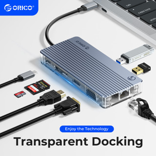 ORICO 11 In 1 อะแดปเตอร์ฮับ Type C HUB USB C เป็น USB 3.0 HDMI 4K RJ 45 การ์ดรีดเดอร์ SD TF USB C HUB 3.5 มม. สำหรับ MacBook (WB-11P)