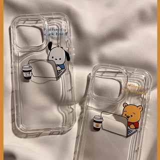 เคสโทรศัพท์มือถือ แบบใส ลายการ์ตูนหมี Winnie Pochacco แบบสร้างสรรค์ สําหรับ iPhone 14 13 12 11 Pro Max