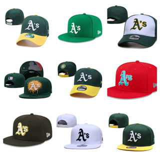 MLB Oakland Athletics หมวกปีกปีกแบนแบบปรับได้หมวกกีฬากลางแจ้ง