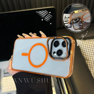 【Bracket transparent acrylic hard case/Orange】เคส compatible for iPhone 13 14 15 pro max case