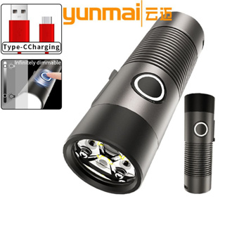 Yunmai ไฟฉาย ขนาดเล็ก พร้อมไฟฉาย LED TYPE-C 3 ชิ้น ชาร์จได้ สําหรับตั้งแคมป์ เดินป่า