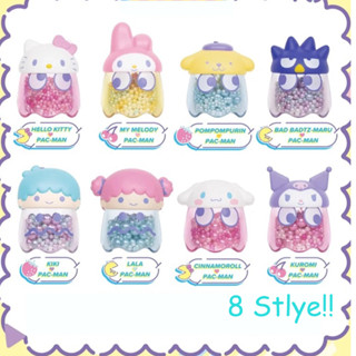 กล่องสุ่มฟิกเกอร์ Pvc รูปปั้น My Melody Kuromi Cinnamoroll Sanrio Pac-Man Beanmen Kawaii My Melody