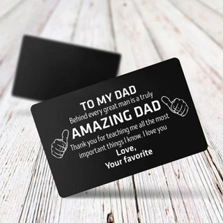 [Coisíní] โปสการ์ดโลหะ ลาย To Dad Behind Every Great Man Is A Truly Amazing Dad สีดํา สําหรับเป็นของขวัญวันเกิด พ่อ