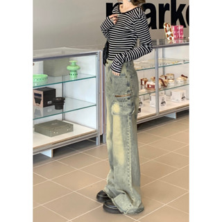 Retro loose fitting overalls, denim pants, high waisted pants