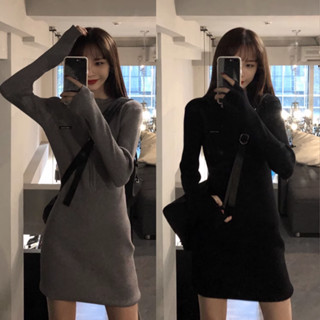 Autumn and Winter Spicy Girls! Grey and black labels show slimming thread bottoming, slimming and sexy dress