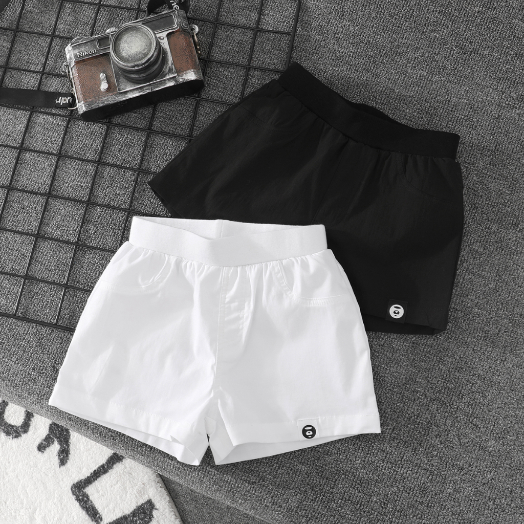 แฟชั่นกางเกงขาสั้นกางเกงผ้าฝ้ายแท้สีขาวสําหรับเด็ก