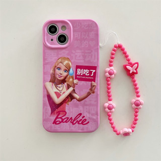 เคสโทรศัพท์มือถือ ลายบาร์บี้น่ารัก พร้อมสายคล้องมือ สําหรับ iPhone 14 Pro 13 Pro Max 11