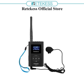 Retekess FT11 เครื่องส่งสัญญาณ FM MP3 วิทยุส่งสัญญาณออกอากาศระบบไกด์นำเที่ยวแบบพกพาสำหรับการเรียนการสอนในมหาวิทยาลัยและการนำเสนอการประชุม (สีดำ)