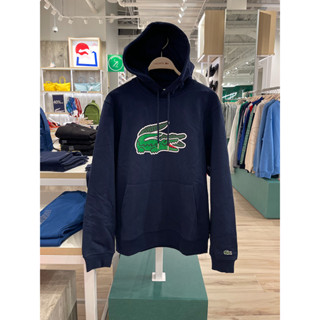 Lacoste เสื้อกันหนาว แขนยาว มีฮู้ด พิมพ์ลาย ทรงหลวม สําหรับผู้ชาย SH7683