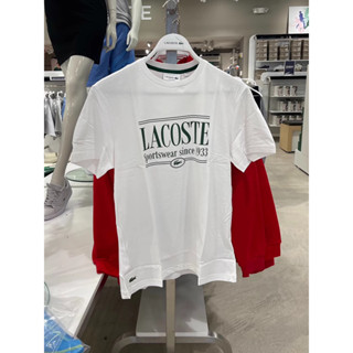 Lacoste เสื้อยืดลําลอง แขนสั้น คอกลม สไตล์สปอร์ต สําหรับผู้ชาย