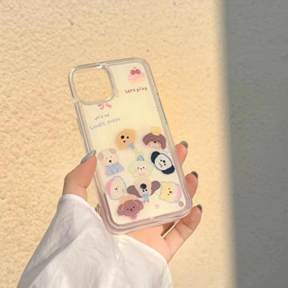 เคสโทรศัพท์มือถือแบบนิ่ม Tpu มีทรายไหล ลายลูกสุนัข สําหรับ iPhone 11 12pro 13pro 14 14promax 14pro 12promax