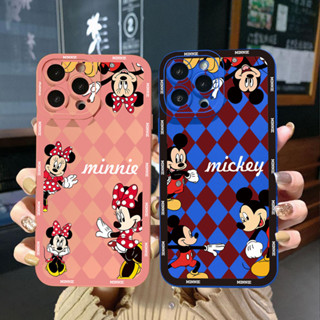 เคสโทรศัพท์มือถือ ขอบสี่เหลี่ยม ป้องกันเต็มเลน ลายมิกกี้ มินนี่เมาส์ สําหรับ Samsung Galaxy S22 Plus Note 20 Ultra S21 FE S20