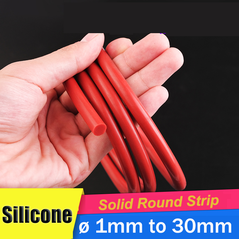 แถบซีลซิลิโคน ทรงกลม สีแดง ทนอุณหภูมิสูง 5~1 เมตร Ø 1 มม. ถึง 30 มม. 260 มม. ℃ เข็มขัดซิลิโคน