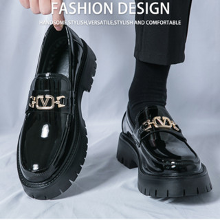 Size38~45 รองเท้า โลฟเฟอร์หนัง ชาย รองเท้าแพลตฟอร์มลําลอง แบบหนัง หรูหรา แฟชั่นคลาสสิก สําหรับผู้ชาย