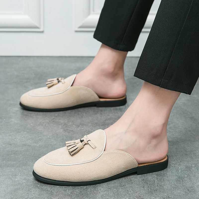 Size38~46 รองเท้าหนังกลับ รองเท้าหนังผู้ชายเปิดส้น