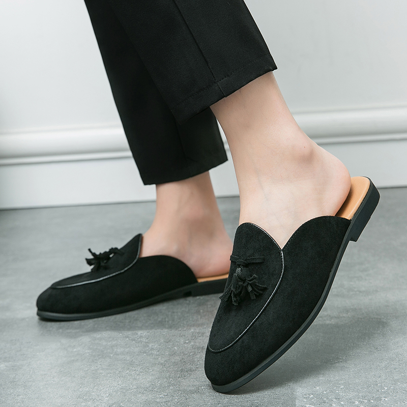 Size38~46 รองเท้าหนังกลับ รองเท้าหนังผู้ชายเปิดส้น
