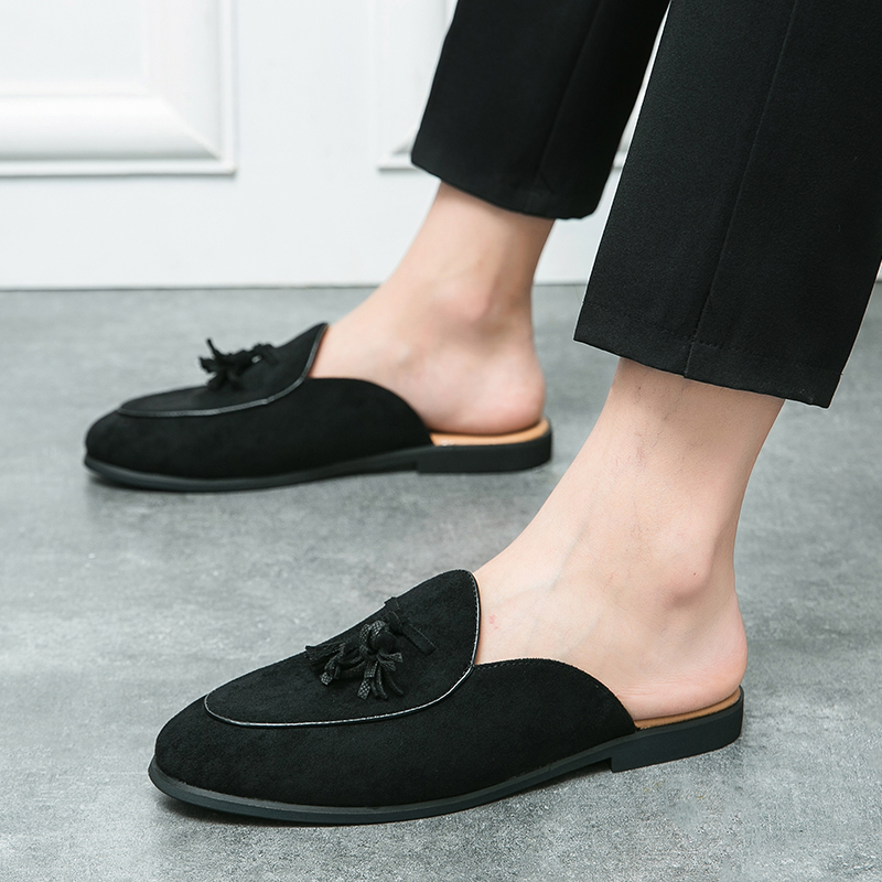 Size38~46 รองเท้าหนังกลับ รองเท้าหนังผู้ชายเปิดส้น