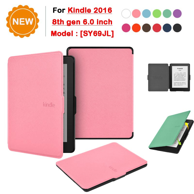 สําหรับ Kindle 2016 8th Gen 6.0 นิ้ว SY69JL E-Reader พร้อมการนอนหลับปลุกแฟชั่นหนัง E-Reader Drop resistance Case