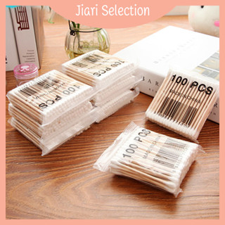 Jiari Selection  [✨สินค้าใหม่✨]  100pcs สำลี Swab ก้านผ้าฝ้ายสองหัว ก้านผ้าฝ้ายเด็ก สำลีสำลีสำลีสำลี ก้านสำลีหัวกลม