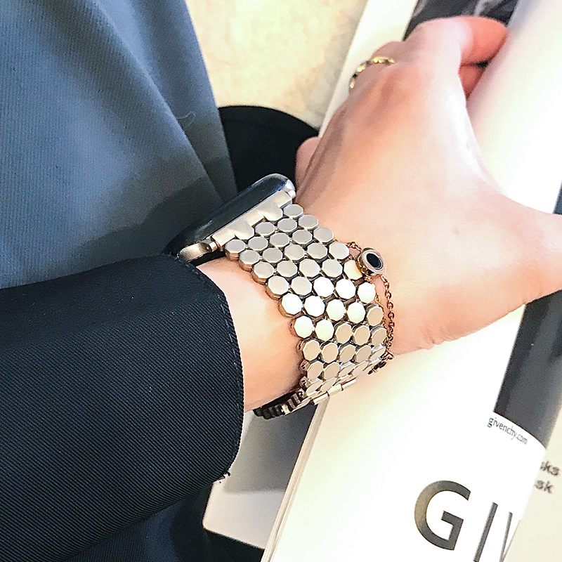 สายสแตนเลสหรูหรา สำหรับ Apple Watch Strap Series 11 10 Ultra 2 9 8 7 6 5 SE 4 3 สายนาฬิกาผู้หญิง Band iWatch 49 46 45 44 42 41 40 38mm