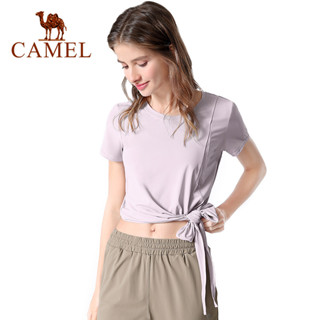 Camel เสื้อแขนสั้น ผ้าเรยอน เหมาะกับใส่เล่นโยคะ ฟิตเนส สําหรับผู้หญิง