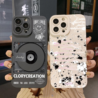 เคสโทรศัพท์มือถือ ขอบสี่เหลี่ยม ลายเครื่องเล่นซีดี Poem สําหรับ iPhone 14 Plus 13 Pro Max 12 iPhone 11 XR 8 7 SE 2022