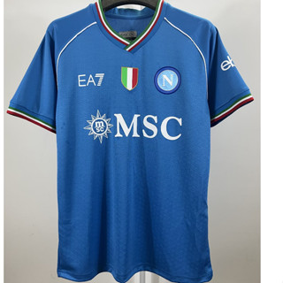 เสื้อกีฬาแขนสั้น ลายทีมชาติฟุตบอล Napoli 23 24 ชุดเหย้า สีฟ้า สําหรับผู้ชาย