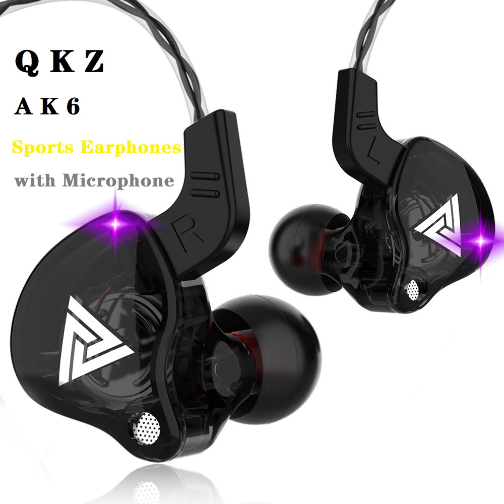 QKZ AK6 หูฟังกีฬาหูฟังแบบไดนามิกพร้อมไมโครโฟนชุดหูฟังซับวูฟเฟอร์เบส AK6X รุ่นอัพเกรด