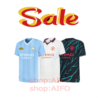 เสื้อกีฬาแขนสั้น ลายทีมชาติฟุตบอล Man C City Home Away Jersey 23 24 ชุดเหย้า คุณภาพสูง สําหรับผู้ชาย