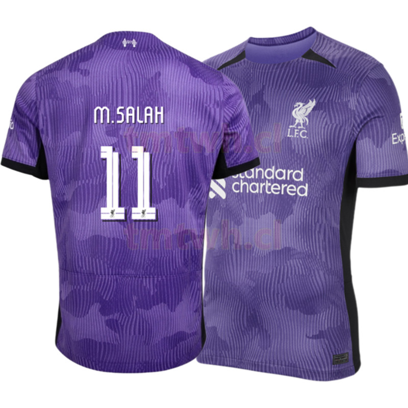 เสื้อเชิ้ต ลายฟุตบอล Liverpool สีม่วง สําหรับผู้ชาย 2023